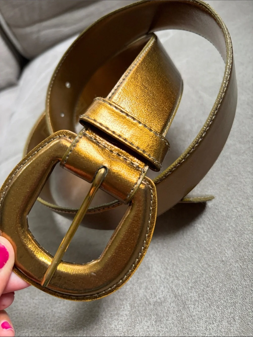 Ritz Metallic Gold Belt Oval Buckle L Vtg